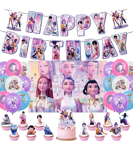 Décoration D'anniversaire Kpop - 45 Pièces - Bannière, Ballons, Toppers Gâteau/cupcake - Pour Fête Thème Kpop