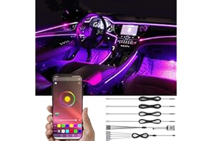 TABEN Control de la aplicación de luz Ambiental Interior del Coche + Kit de iluminación Interior Brillante del Espacio para los pies 64 Colores Atmósfera del Coche Tira de Luces de neón 1W DC 12V 5m