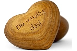 ‎SCHWABENHOLZ Schwabenholz® Handschmeichler Herz aus Holz - Du schaffst das! - Glücksbringer für sie und ihn - Holzherzen mit Gravur & einzigartiger Maserung