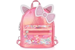 Wodasi Zaino per Bambini, Zaini Bambini Asilo, Borsa per la Scuola per Ragazze, Zaino per Bambino, Zaino da Viaggio Alla Moda, con Simpatico Design con Orecchie di Gatto, Rosa Rossa