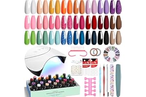 VANREESA Gel Nail Polish Set with Lamp Starter Kit 24 Colours Gel Nail Kit with U V Light Red Pink Blue Gels Polish Set with Base Top Coat Nails Salon Set Gifts for Women
