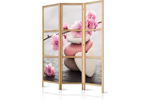 ‎DECOMONKEY decomonkey Paravent Raumteiler Innen Blumen 135x171 cm 3 Teilig Room Divider Wall Raumteiler Stehend Trennwand Sichtschutz Spanische Wand Sichtschutzwand Wohnzimmer Holz Spa Zen Orient Modern