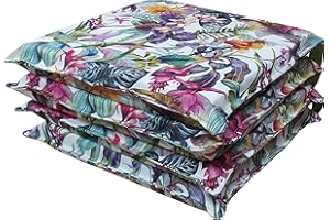 HABITA 33 HOME Cuscini Sedie Cucina Set da 4 o 6, Cuscini per Sedie Quadrati, 40x40 cm, Coprisedia con Laccetti, Copri Sedia da Cucina Sfoderabili, Cuscino Sedia in Stampa Digitale, Made in Italy (4 Violet)