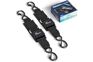 WAVESRX Jet Ski & PWC Trailer Transom Straps (2PK) | 24" Marine Tie Downs Adjustable Safety Straps | Outperforms Ratcheting and Retractable | JetSki Accessories for Safe & Secure Transportation