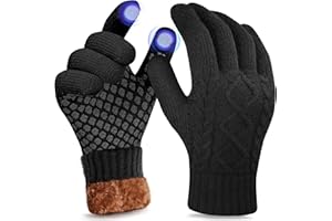 Origem Guantes Invierno Hombre termicos Mujer Guantes Doble Forro Polar Lana Material de Punto tactiles, Guantes Estampados Bici Correr Aire Libre para Frio Conducir Deporte Dar Regalos