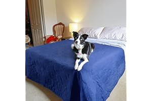 Pawsee Waterproof Dog Blanket for Couch, Washable Pet Couch Cover, Non-slip Bed Sofa Furniture Protector Mat 203 x 152 cm Navy