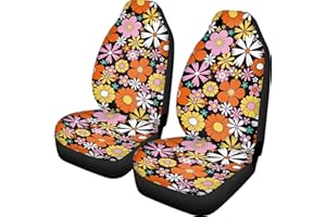 Wanyint Abstract Hippie Flower Print Universal Auto Car Front Seat Covers Bucket Seats Auto Interior Accessories Protector Fit for Most Car,SUV Sedan,Truck