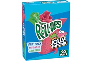 Betty Crocker Variety Pack Fruit Roll-Ups Fruit Flavored Snacks, Jolly Rancher Green Apple & Watermelone, 20 Stück