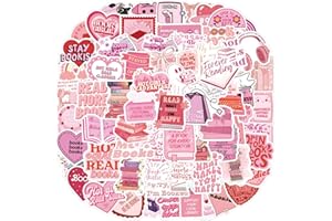 Zoruam Bookish Pink Cartoon Waterproof Reusable Stickers, 120pcs for Kindle, Scrapbook, Water Bottles, Laptops (120 Pink)