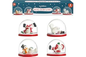 THE TWIDDLERS 4 mini świąteczne kule śnieżne – Breakdancing Santa & Snowman Globes 6 cm, różne świąteczne wzory na wypełniacze pończoch, torby na prezenty imprezowe, świąteczne ozdoby i dekoracje