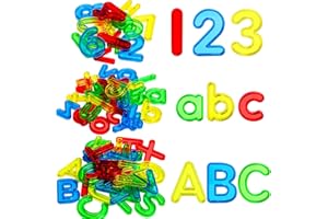 BBIAMSLEEP 67 Pcs Plastic Practice Set - Transparent Uppercase and Lowercase Letters and Numbers for Kids Counting and Spelling, Colorful, Ages 3+
