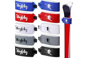 SKYLETY 10 Pieces Ski Strap Fasteners Tape Adjustable Ski Wraps Ties for Carrying Ski Gear Winter Christmas