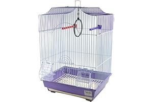 SMELL & SMILE Jaula para pájaros con comederos, Palos y Columpios Jaulas pájaros Jaula agapornis 34.5X28X49.5CM (233MORADO)