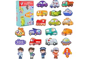 SENBSLAN Fridge Magnets for Kids,Large Size Magnetic Vehicle,Magnet for Refrigerator, Educational Toys Toddler Learning Toys(Vehicles B)