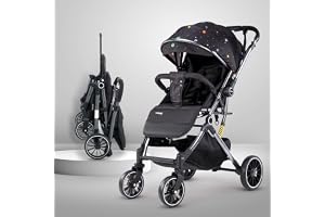 LuvLap Alpha Baby Stroller/Pram, One Fold, Travel Friendly, 5 Point Safety Harness, Reversible Handle bar, Multilevel Recline & Adjustable footrest, Extendable Canopy, for Babies 0-3 Years (Black)
