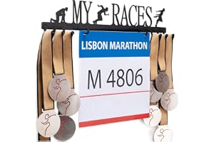 Löpmedalj och nummerlopp Display Krok - Medaljhållare för löpare - Hang your medals & Bibs - Marathon Black Rack Medal