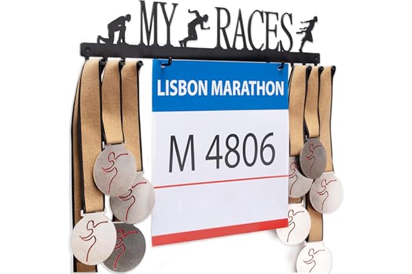 Qthrone Porte Medaille & Dossards la Course - Cintre de Médaille & Dossards de Coureur - Running Medal & Bibs Display Holder