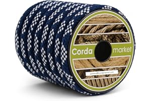 CORDAMARKET Cuerda Skota, Cuerda de Alta Resistencia para Náutica Escalada y Actividades al Aire Libre, Blanca/Azul, 10 mm × 15 m