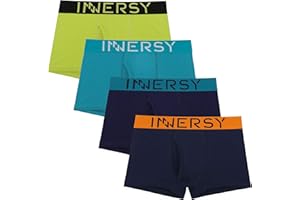 INNERSY Mens Underwear Trunks Open Fly Stretch Cotton Boxer Shorts Low Rise Pants Pack of 4