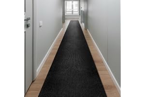 Wecon Home Buhai löpare, 80 x 220 cm, svart | Ultratunn dörrmatta 5 mm, halkfri, absorberande och väderbeständig gångmatta fö