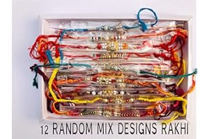 EKPUJA Set of 12 Rakhi Thread for Your Brothers On Raksha Bandhan Hindu Sikh Indian Festival | 12 X Random Mix Designs | Celebrate with Your Bhaiya with These Beautiful Rakhadi Threads