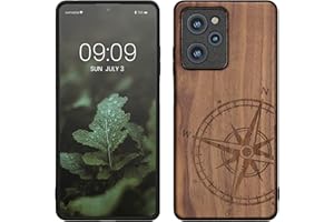 kwmobile Carcasa Compatible con Xiaomi Poco X5 Pro 5G Funda - Funda de Madera de Nogal con Bumper antigolpes - de Aguja magnética