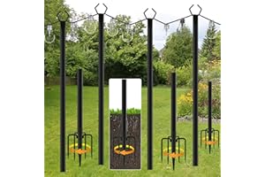 KAMANAN 10FT String Light Poles, Metal Poles with Fork for Outdoor String Light, Weather Resistant Light Festoon Poles, Light Poles for Decoration Garden, Backyard, Stand for Parties, Christmas (4 Pack)