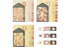 BAYTORY 36Pcs Stationery Paper and Envelopes Set, Cute Animal Patterns Envelope, Love Letter Papers Letter Writing Kit, 18 Paper Sheets + 9 Envelopes (Dog, Rabbit, Cat)