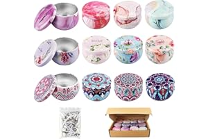 FONYET DIY Kerzen Set 12 kerzengläser mit 50 Kerzenkern Kerzen selber Machen Set Leere kerzendosen mit Deckel, kerzenherstellung zubehör für Duftkerze Candle Making kit