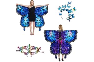 LYL. Ling Adult Butterfly Wings, Double Sided Adults Fairy Wings, Halloween Costumes for Women Butterfly Cape, Women Butterfly Wing Cape Set