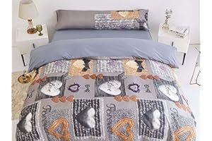 BESCH Edredón Estampada para Invierno Nórdico de Microfibra 180x240cm + 1 Funda de Cojin 50x70cm - Edredónes Suave, Cálido, Gruesa