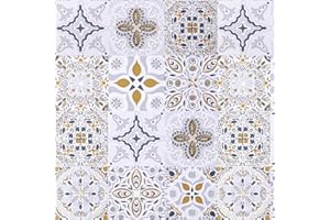 Timeet Samoprzylepna tapeta, wzór płytek, folia samoprzylepna do kuchni, 44 x 1000 cm, folia do mebli, samoprzylepna, naklejka na płytki, klasyczny styl, wodoodporna, winylowa folia na meble, ścianę,