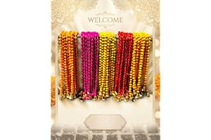 Indisk handgjord pom pom girlangklockor 1,5 m ungefär paket med 5 girlanger blandade färger diwali-dekor