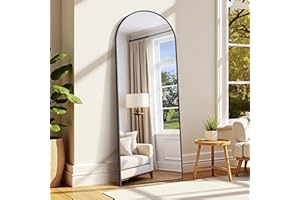 WOLIBEER Großer Ganzkörperspiegel 165x60 cm XXL Standspiegel und Wandspiegel mit Schwarzem Aluminiumrahmen Sicherer Stabiler Deko-Spiegel für Wohnzimmer Schlafzimmer Flur Schmink