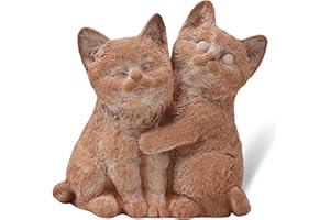 Toocook Gatto in terracotta artigianale per arredo giardino - Decorazione casa - Resistente alle intemperie - Ceramica fatta a mano - Made in Italy (Coppia gatti)