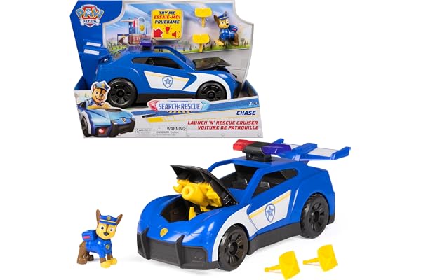 Paw Patrol - Pat Patrouille - Véhicule Interactif Chase Search & Rescue Mission Détectives - Voiture Figurine À Collectionner - Pat Patrouille Jouet - Voiture Enfant - Jouet Enfant 3 Ans Et +