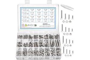 KOXXIAMOQ Zestaw 680 sztuk śrub z łbem stożkowym M3, M4, M5, M6, śruby z łbem stożkowym, zestaw śrub z płaskimi łbami (680)