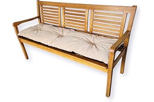 4L Textil - Cojín acolchado para banco de jardín, balancín o sofá-palé, fácil de limpiar, para asiento y respaldo, 150 x 40 cm, color beis