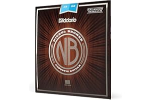 D'Addario Cordes Guitare Acoustique | Corde Guitare Folk | NB1252BT | Cordes pour Guitare acoustique | Nickel Bronze | Light (Balanced Tension), 12-52