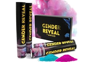 Volup Spara Coriandoli Baby Shower Boy Or Girl Per Gender Reveal Party - Scatola Kit Decorazioni Rosa 2pz E Azzurro 2pz Include Gioco Con Tabellone e Stickers