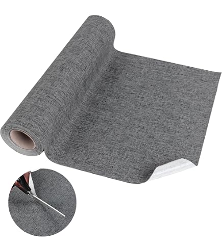 Patch De Réparation En Tissu De Lin Autocollant - 10x200 Cm Gris Foncé - Pour Meubles, Couture