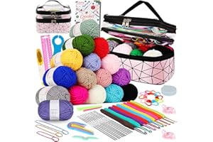 Coopay Kit de ganchillo para principiantes adultos y niños, juego de ganchillo completo para principiantes, accesorios de ganchillo para tejer