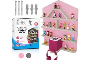 ‎SHELFIE SHELFIE Villa - magnetisches Tonie-Regal für Tonie Box inkl. Ladestation, ca. 50 Tonie Figuren und Kopfhörer - 60x50cm (Pink)