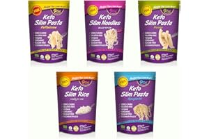 EAT WATER Slim Range Pasta, Shirataki Noodles & Rice Mix Pack of 5 Made from Organic Konjac Flour | Keto Paleo Vegan Diet | Zero Sugar and Low Calorie Food