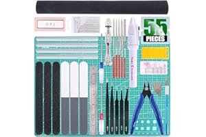 Keadic Lot de 55 outils de modélisation professionnels de base pour loisirs créatifs, kit d'outils de construction Gunpla, kit de modélisme Gundam Modeler, ensemble d'outils de base pour Gundam Car