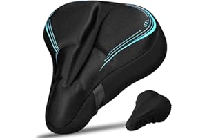 RIXOW Sillín Cubre Bicicleta Gel con Funda para Lluvia, Funda Sillin Bicicleta Gel con Tira Reflectante, 27.5 * 23.5cm Suave Cojin Sillin Bicicleta, Funda de Asiento para Estática, E-Bike, MTB