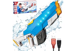 SPINNE LUCAS Pistola ad Acqua Elettrica, Pistola Acqua Elettrica Autoadescanti, Pistole ad Acqua Alta Capacità, Fucile ad Acqua con Luce, Pistola ad Acqua Potente Bambini e Adulti (Blu)