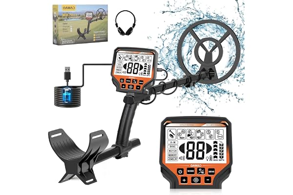 Type C : OMMO détecteur de métaux pour Adultes Professionnels, détecteur de métaux Rechargeable par USB, 6 Modes, Tige réglable de 69,8 à 124,5 cm, Haute précision, Bobine étanche IP68 de 25,4 cm