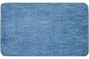MIULEE Tapis Salle de Bain Tapis d'Entrée Tapis de Douche Antidérapant Tabis Absorbant Tapis Moelleux Microfibre WC Toilette Baignoire Sortie Cuisine Salon Chambre Bleu 40x60cm