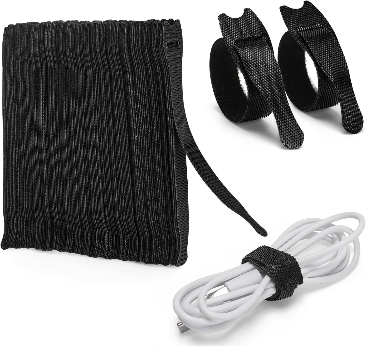Zivacate - 120 Piezas de Bridas Reutilizables para Cables, Ajustables de Nylon con Gancho y Bucle, Organizador de Cables para Oficina, Hogar, Jardín y Más - Color Negro